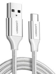 Niklowany kabel USB-C QC3.0 UGREEN 1,5m z aluminiową wtyczką biały